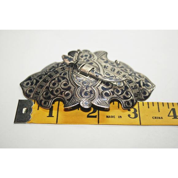 c1900 Antique Imperial Russian 84 Silver Niello Sash Buckle main image 6